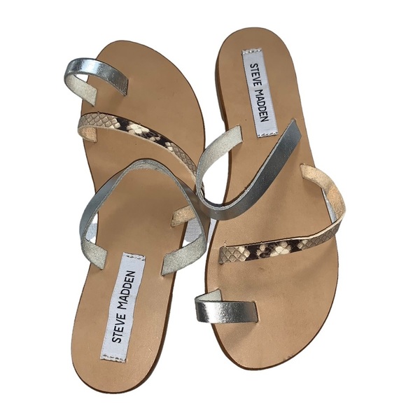 New Steve Madden Claustrophobic Toe Slide Sandal Snake Print Made in Italy SZ 7 - Picture 7 of 11
